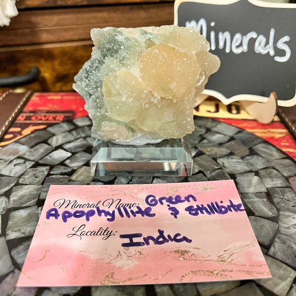 Green Apophyllite & Druzy Stillbite
